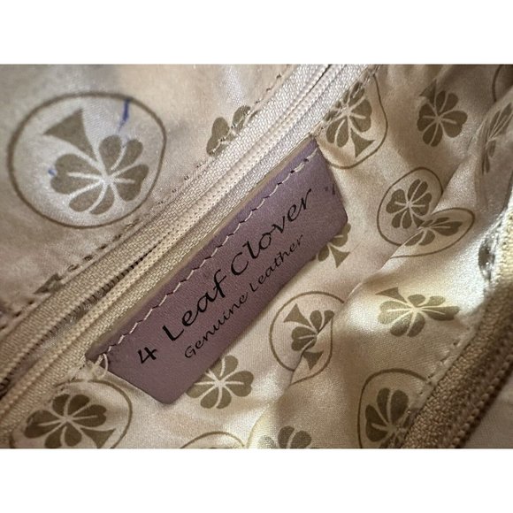 4 Leaf Clover Genuine Leather Shoulder Bag Lilac Purple Crossbody Organizer Zip - Picture 3 of 8